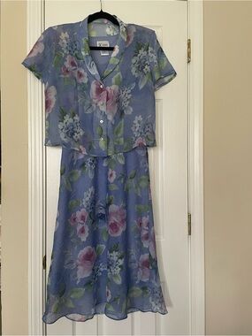 Vintage K Studio Two-Piece Floral Dress Set in Periwinkle Blue